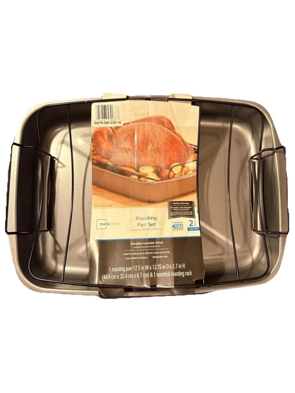 NEW Mainstays 2-Piece Large Non-Stick Roasting Pan Set with Removable Rack